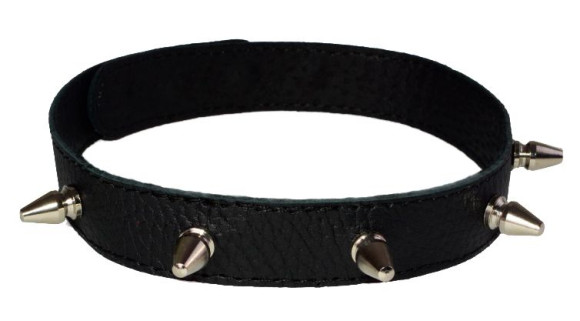 Узкий чёрный ошейник с шипами Узкий чёрный ошейник с шипами