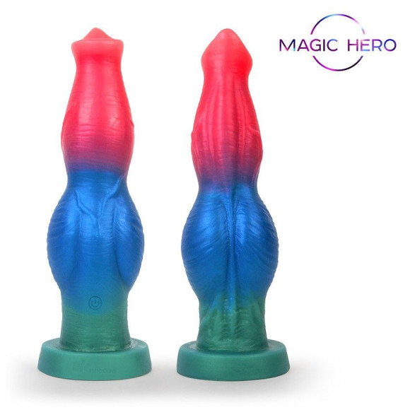 Цветной фантазийный вибратор с возвратно-поступательными движениями и ротацией - 26 см. Цветной фантазийный вибратор с возвратно-поступательными движениями и ротацией - 26 см.