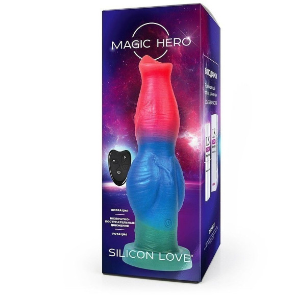 Цветной фантазийный вибратор с возвратно-поступательными движениями и ротацией - 26 см. Цветной фантазийный вибратор с возвратно-поступательными движениями и ротацией - 26 см.