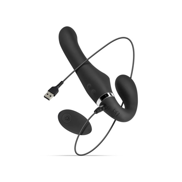 Черный безремневой вибрострапон Avery с пультом ДУ Черный безремневой вибрострапон Avery с пультом ДУ