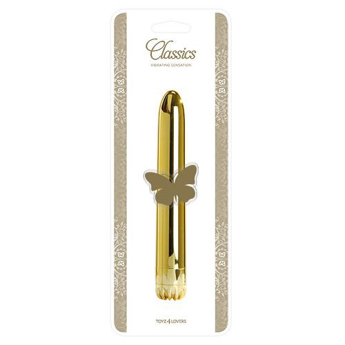 Золотистый вибратор CLASSIC GOLD MEDIUM - 18 см. Золотистый вибратор CLASSIC GOLD MEDIUM - 18 см.
