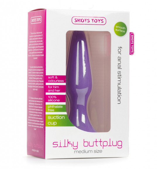 Фиолетовая анальная втулка Silky Buttplug Medium - 12,5 см. Фиолетовая анальная втулка Silky Buttplug Medium - 12,5 см.