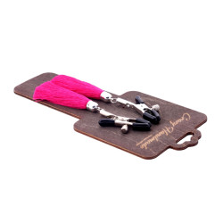 Зажимы на соски с розовыми кисточками из шелка Зажимы на соски с розовыми кисточками из шелка