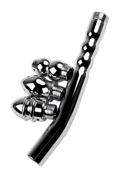 Металлический анальный душ с тремя насадками Металлический анальный душ с тремя насадками