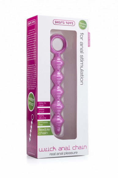 Розовая анальная цепочка Wrick - 18 см.