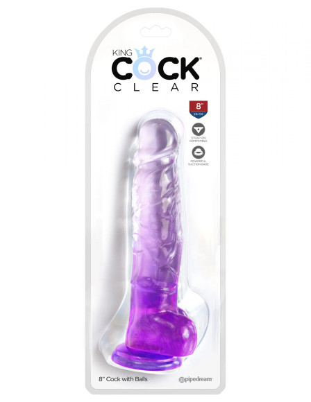 Фиолетовый фаллоимитатор с мошонкой на присоске 8’’ Cock with Balls - 22,2 см. Фиолетовый фаллоимитатор с мошонкой на присоске 8’’ Cock with Balls - 22,2 см.
