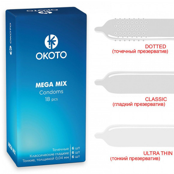 Презервативы OKOTO Mega Mix - 18 шт. Презервативы OKOTO Mega Mix - 18 шт.