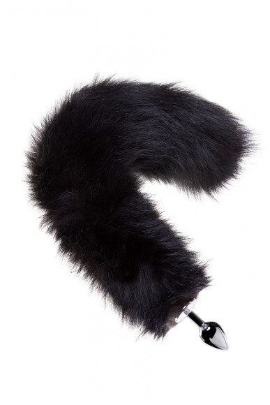 Серебристая анальная втулка с черным лисьим хвостом Серебристая анальная втулка с черным лисьим хвостом