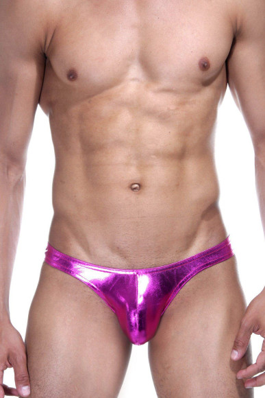 Ярко-розовые блестящие мужские трусы-слипы Ярко-розовые блестящие мужские трусы-слипы