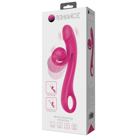 Розовый вибратор Beau с подвижным отростком-улиткой - 23 см. Розовый вибратор Beau с подвижным отростком-улиткой - 23 см.