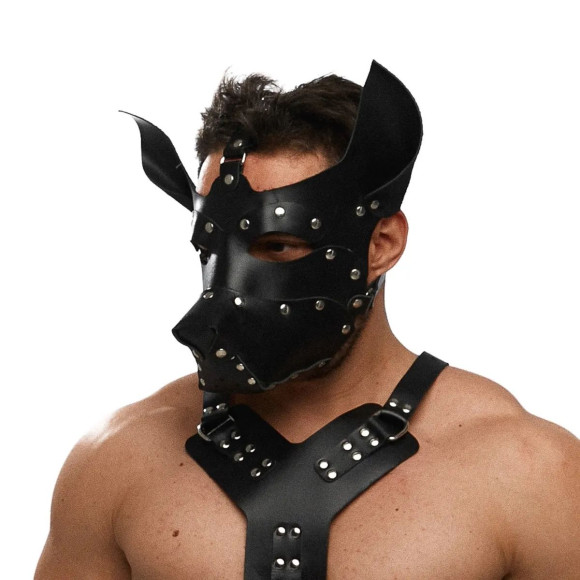 Черная кожаная маска «Собака» Черная кожаная маска «Собака»