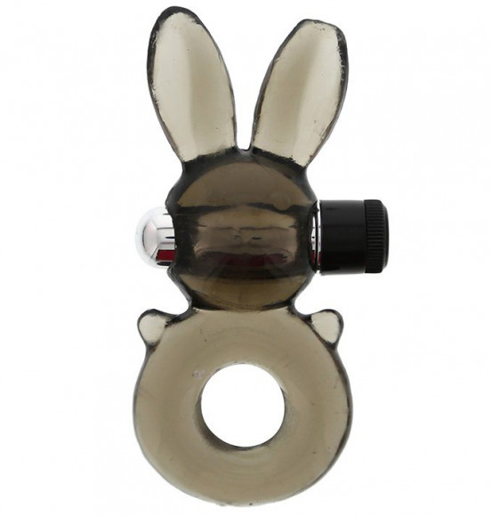 Дымчатое эрекционное кольцо-заяц с вибрацией 