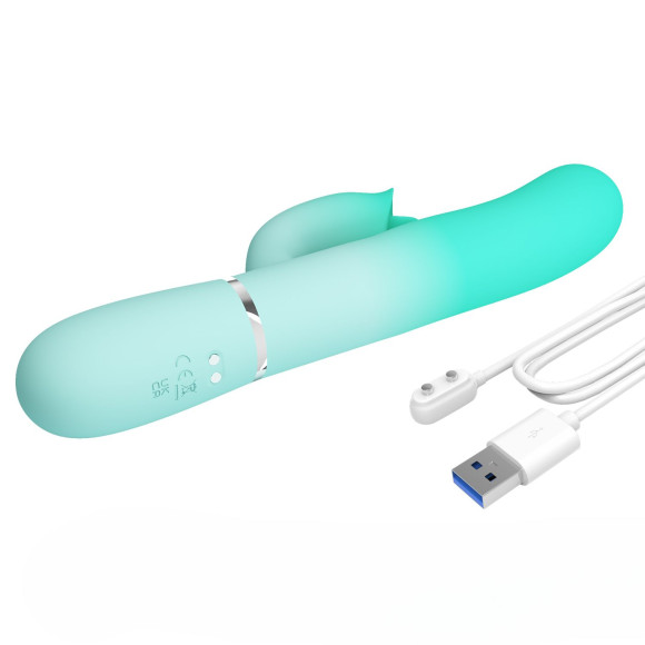 Мятный вибратор-кролик Gigi с возвратно-поступательными движениями - 22,8 см. Мятный вибратор-кролик Gigi с возвратно-поступательными движениями - 22,8 см.