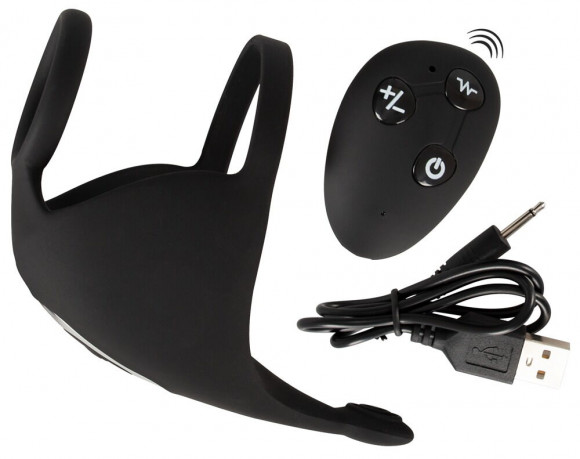 Черная вибронасадка для эрекции и стимуляции мошонки Cock ring with RC ball massager Черная вибронасадка для эрекции и стимуляции мошонки Cock ring with RC ball massager