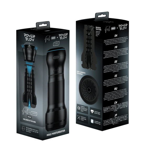 Ченый мастурбатор с интерактивная насадкой PowerBlow & Feel Pocket Stroker
