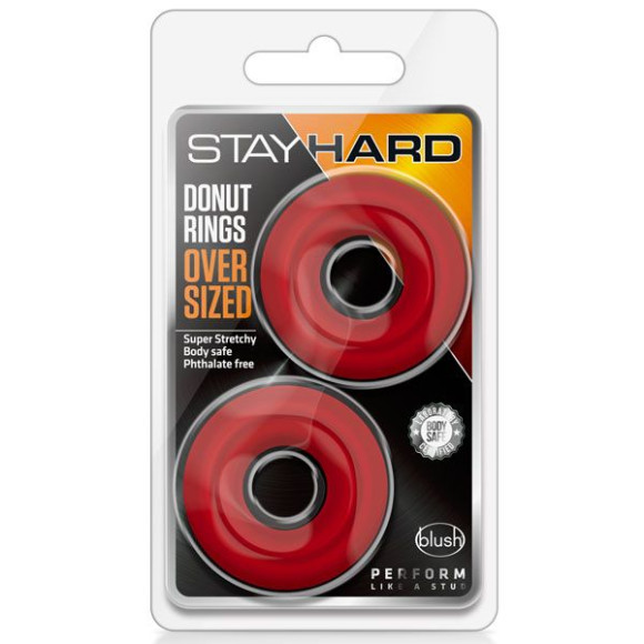 Набор из 2 красных эрекционных колец DONUT RINGS OVERSIZED Набор из 2 красных эрекционных колец DONUT RINGS OVERSIZED