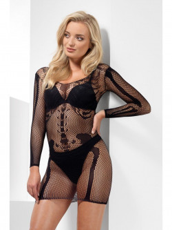Платье в сетку с изображением костей SKELETON BONE NET DRESS