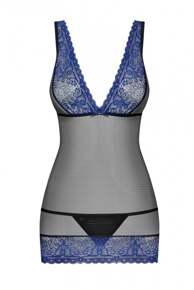 Облегающая сорочка с синим кружевом Облегающая сорочка с синим кружевом