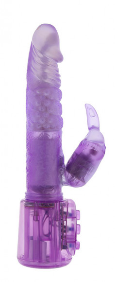 Фиолетовый вибратор с клиторальным пальчиком - 17,8 см. Фиолетовый вибратор с клиторальным пальчиком - 17,8 см.