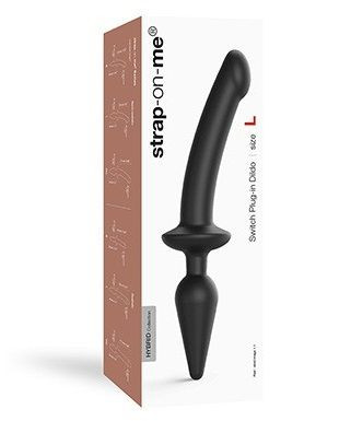 Черный двусторонний фаллоимитатор Strap-On-Me Dildo Plug-In Switch size L Черный двусторонний фаллоимитатор Strap-On-Me Dildo Plug-In Switch size L