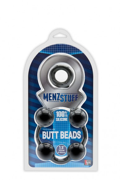 Чёрная анальная цепочка MENZSTUFF BUTT BEADS BLACK - 33 см.