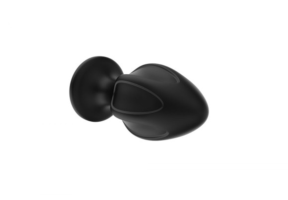 Черная средняя силиконовая анальная пробка с вертикальными бороздками Черная средняя силиконовая анальная пробка с вертикальными бороздками