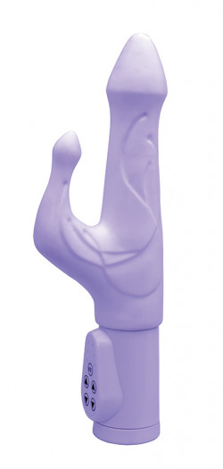 Сиреневый вибромассажёр с клиторальным отростком Mika - 17,8 см.