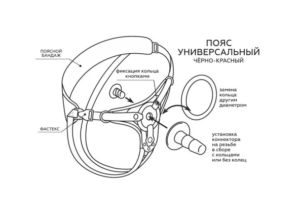 Красно-черные универсальные трусики с 2 способами крепления насадок Красно-черные универсальные трусики с 2 способами крепления насадок
