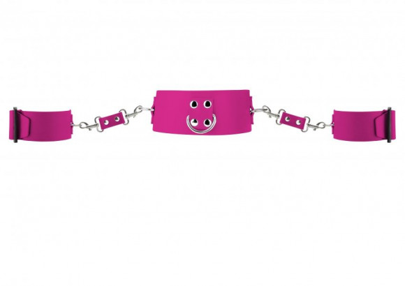 Розовый ошейник с наручниками Collar with Cuffs Розовый ошейник с наручниками Collar with Cuffs