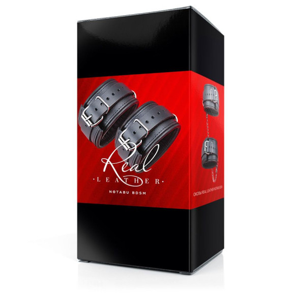 Черные кожаные оковы на цепочке с карабинами Черные кожаные оковы на цепочке с карабинами