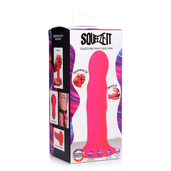 Розовый гибкий фаллоимитатор Squeeze-It Wavy Dildo - 18,3 см. Розовый гибкий фаллоимитатор Squeeze-It Wavy Dildo - 18,3 см.