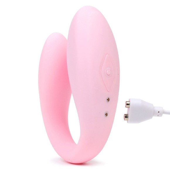 Нежно-розовый вибратор для пар с пультом ДУ Нежно-розовый вибратор для пар с пультом ДУ