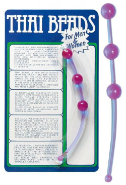 Фиолетовая анальная цепочка Thai beads - 15,5 см. Фиолетовая анальная цепочка Thai beads - 15,5 см.