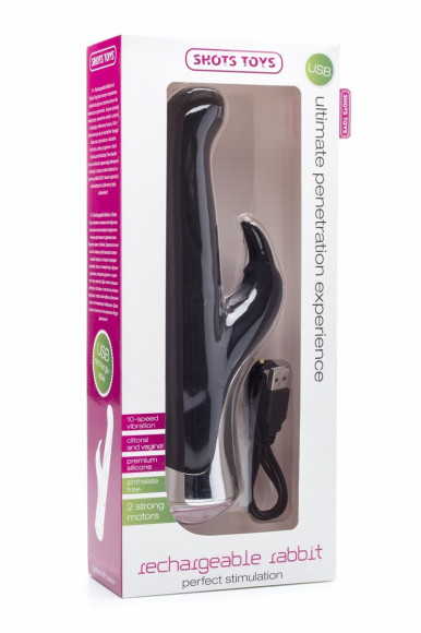 Чёрный перезаряжаемый вибратор Rechargeable Rabbit Purple - 23,5 см. Чёрный перезаряжаемый вибратор Rechargeable Rabbit Purple - 23,5 см.