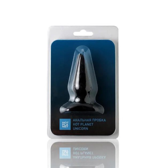 Черная анальная пробка Unicorn S - 9,5 см. Черная анальная пробка Unicorn S - 9,5 см.