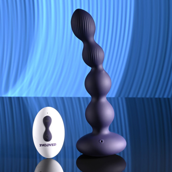 Фиолетовые анальные бусы с вибрацией и вращением Pleasure Orbit - 17,8 см. Фиолетовые анальные бусы с вибрацией и вращением Pleasure Orbit - 17,8 см.