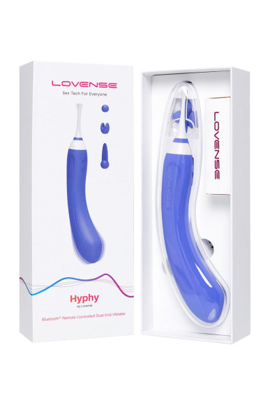 Сиреневый двусторонний вибромассажер Hyphy с клиторальным стимулятором - 21,6 см. Сиреневый двусторонний вибромассажер Hyphy с клиторальным стимулятором - 21,6 см.