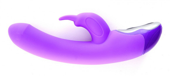 Фиолетовый вибратор с клиторальным стимулятором TRI RABBIT - 20 см. Фиолетовый вибратор с клиторальным стимулятором TRI RABBIT - 20 см.