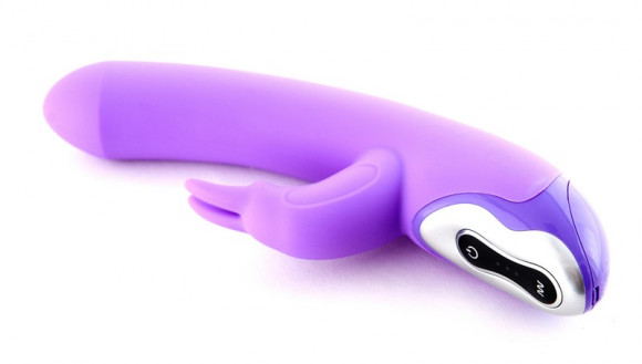 Фиолетовый вибратор с клиторальным стимулятором TRI RABBIT - 20 см. Фиолетовый вибратор с клиторальным стимулятором TRI RABBIT - 20 см.