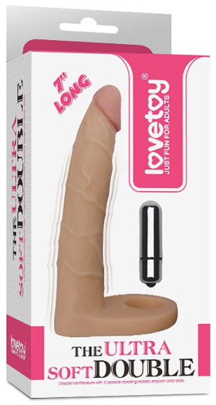 Телесная насадка-вибратор для двойного проникновения - 17 см. Телесная насадка-вибратор для двойного проникновения - 17 см.