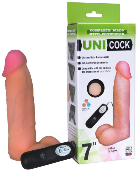 Фаллическая насадка Харнесс UNICOCK 7 с вибрацией - 19 см. Фаллическая насадка Харнесс UNICOCK 7 с вибрацией - 19 см.