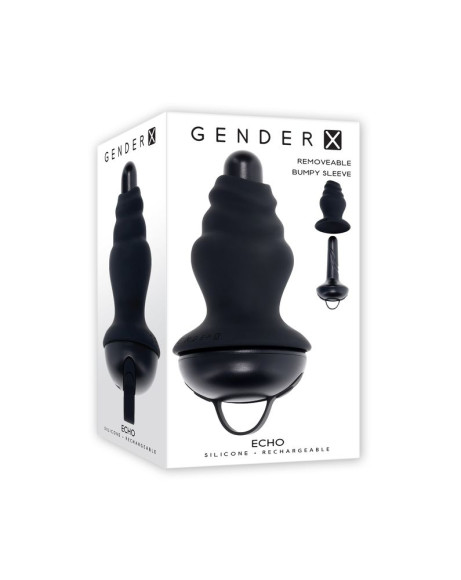 Черный вибростимулятор со съёмной насадкой Echo - 15,3 см. Черный вибростимулятор со съёмной насадкой Echo - 15,3 см.