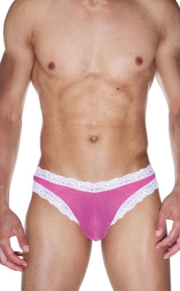 Мужские трусы-бразилиана с отделкой края кружевом Мужские трусы-бразилиана с отделкой края кружевом