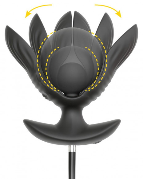 Черная расширяющаяся анальная пробка с вибрацией RC Inflatable Expander Plug with Vibration