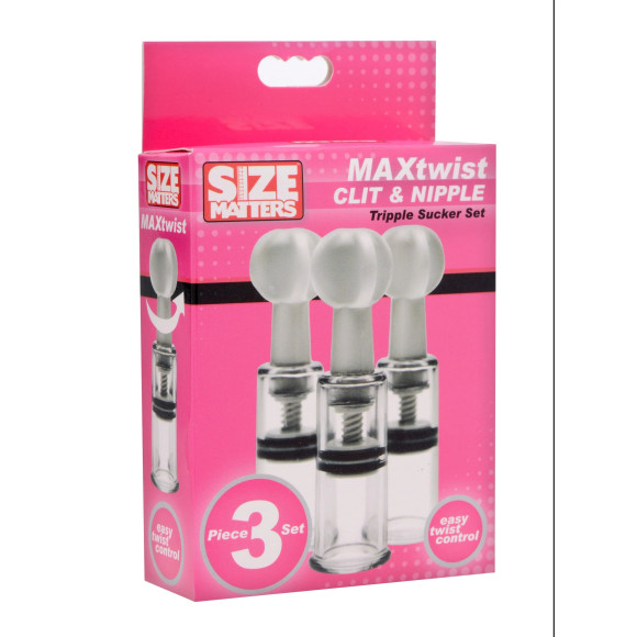 Набор из 3 помп для клитора и сосков Max Twist Clit and Nipple Triple Sucker Set Набор из 3 помп для клитора и сосков Max Twist Clit and Nipple Triple Sucker Set