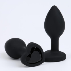 Черная анальная пробка Сердечко - 7,3 см. Черная анальная пробка Сердечко - 7,3 см.