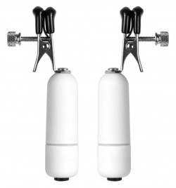 Белые клипсы на соски с вибрацией Белые клипсы на соски с вибрацией