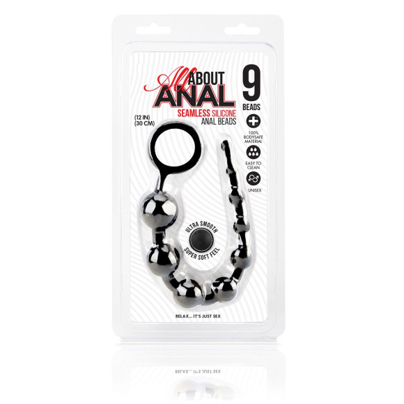 Черные силиконовые анальные бусы Silicone Anal Beads - 30 см. Черные силиконовые анальные бусы Silicone Anal Beads - 30 см.