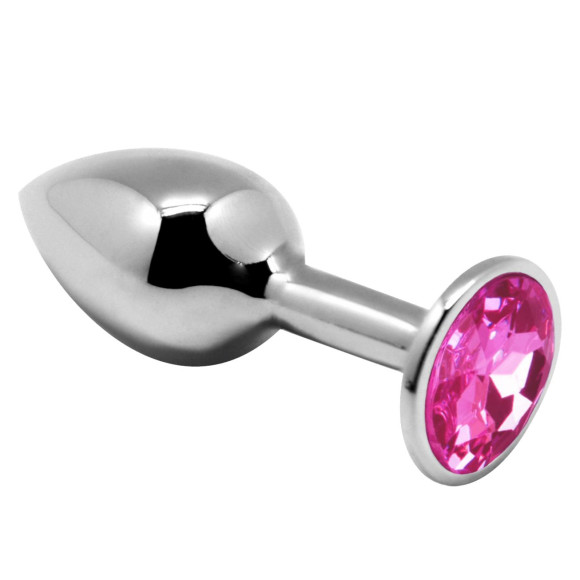 Серебристая анальная втулка с розовым кристаллом Mini Metal Butt L - 9 см. Серебристая анальная втулка с розовым кристаллом Mini Metal Butt L - 9 см.