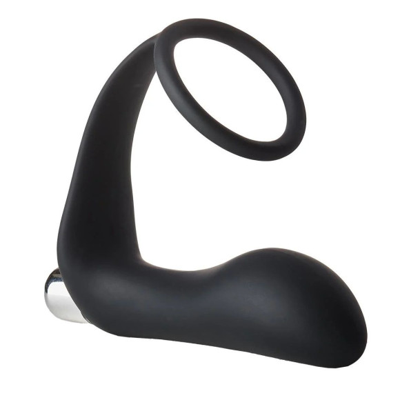 Черное эрекционное кольцо с вибропробкой Vibrating Anal Plug With Cockring Черное эрекционное кольцо с вибропробкой Vibrating Anal Plug With Cockring